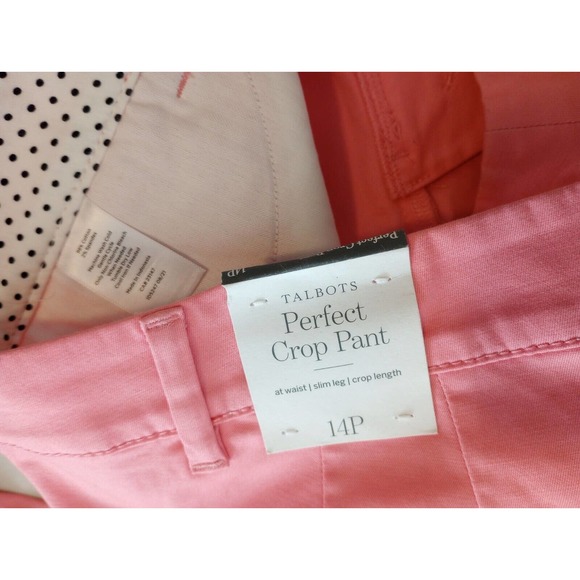 Talbots Size 14 Petite Womens Crop Pants Pink 100% Cotton High Rise - Picture 7 of 9